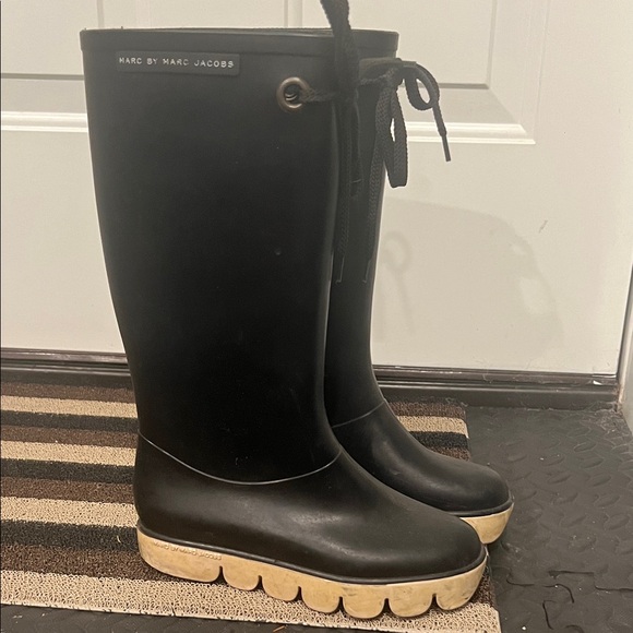 Marc By Marc Jacobs Shoes - Marc by Marc Jacobs Black and Cream Women's Rain Boots